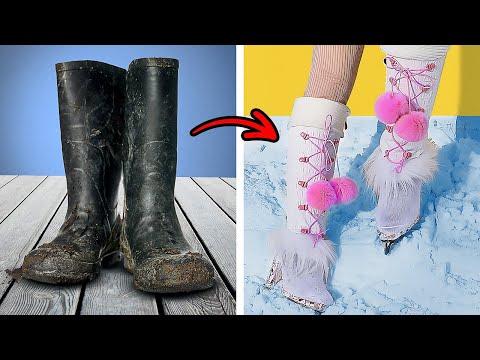 TRANSFORMING OLD BOOTS INTO ADORABLE SKATES || Cool Shoe Crafts