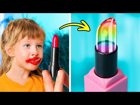 MY DAUGHTER VS. LIPSTICK | BEST PARENTING HACKS AND COLORFUL DIY CRAFTS EVER
