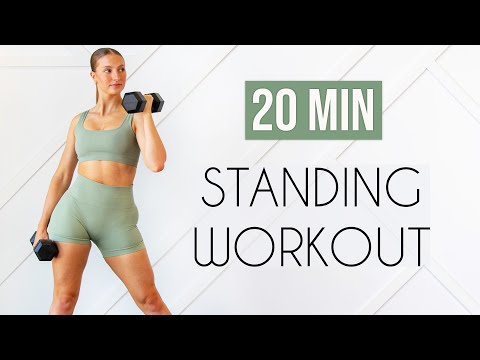 20 MIN FULL BODY STRENGTH & CARDIO – All Standing, No Jumping, Home Workout
