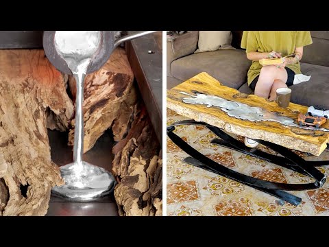 Wood VS Metal. DIY table made with natural materials
