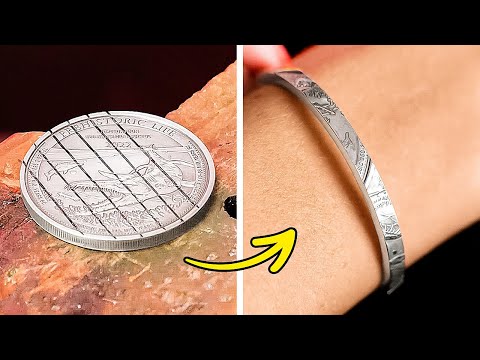 Jewelry and accessories made from coins. Beautiful Rings, earrings, Bracelets