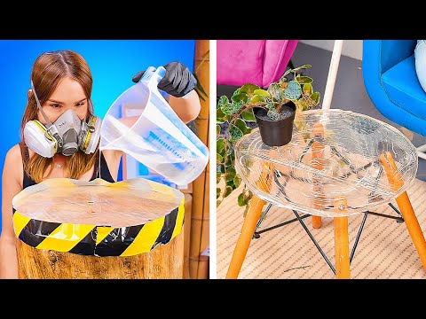 Epoxy table. Huge Resin crafts made with old things
