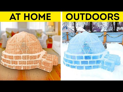 Home Cardboard Igloo VS Ice Igloo. Amazing crafts of your dream