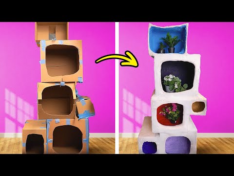 DIY Cardboard crafts for kids and parents. Cardboard Castle VS Home decorations