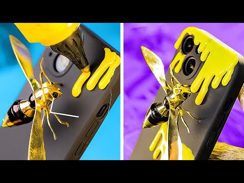 DIY Phone cases ideas with wood, sand, glue, metal