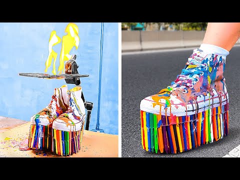 Crayon sneakers! Cool Custom Shoes with unusual designs