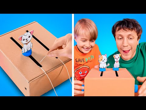 Cardboard crafts for Adults and Kids. DIY home recycling ideas