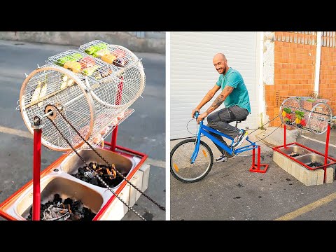 How to turn bicycle into a Smart BBQ. Hard craft projects with bike for your Garage