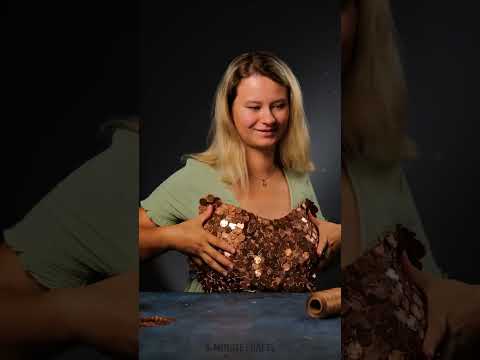 She drilled the coins to make an awesome top out of them 🪙 #shorts