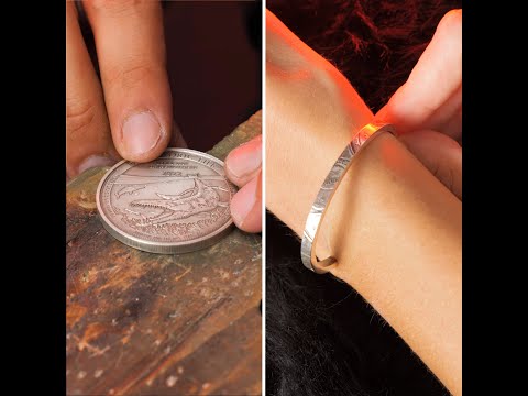 Transforming a coin into a dainty bracelet 🪙 #shorts