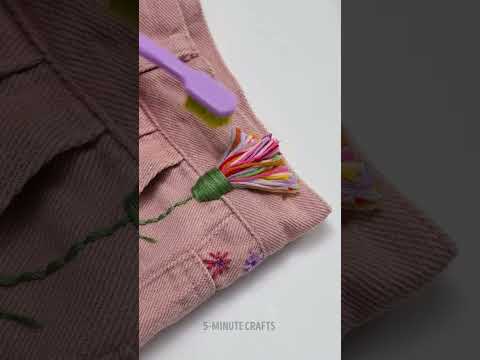 Creative and Easy Jeans Embroidery Design 👖🧵 #diy #sewing