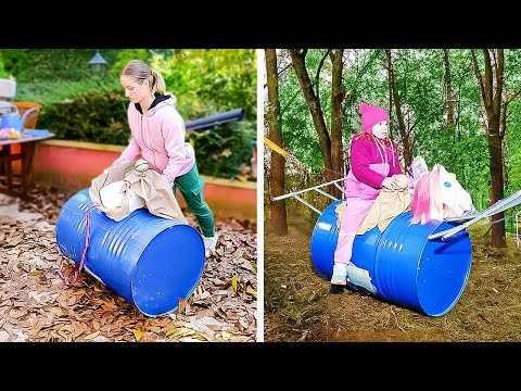I turned Old Barrel into a Rocking horse! Creative Projects with Garbage
