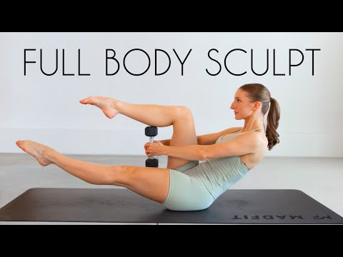 30 MIN FULL BODY SCULPT – No Jumping, Pilates Style, Light Weights