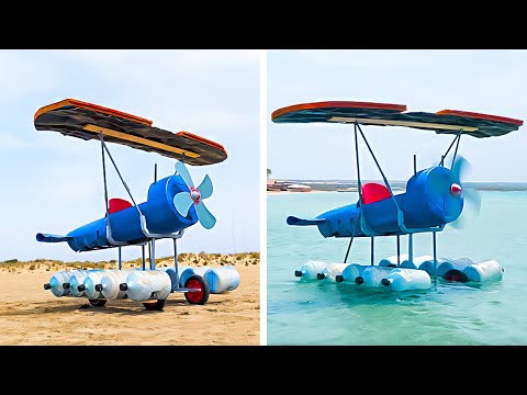 Experimental Seaplane VS Sea Bicycle. Inventions for your Enjoyment