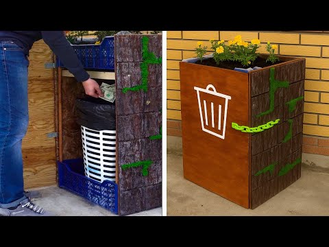 DIY Natural Trash can for Backyard. Furniture for Backyard