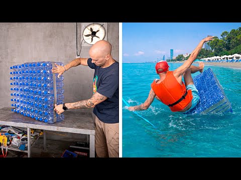 Create your Own Floating Boat from Plastic Bottles. DIY Rafts for your Camping