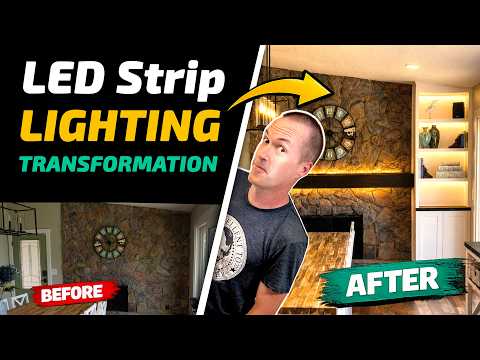DIY Fireplace Transformation – Built-Ins, Mantle, and LED Lighting