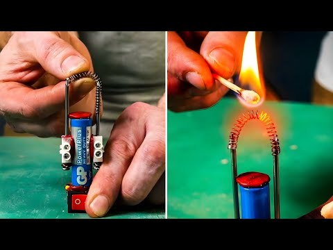 Make a Fire with Just a Battery. Home DIY Inventions