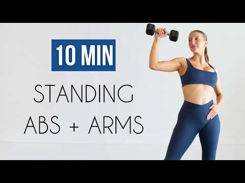 10 MIN STANDING ARMS & ABS (No Repeats, No Crunches, No Planks) – Pregnancy Friendly