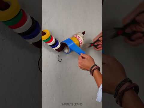 Adhesive tapes are organized on hangers in sec ✂️
