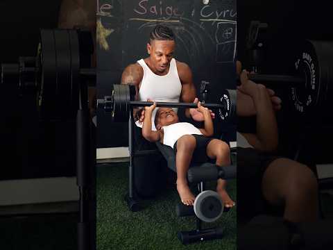 My two year old son wanted to test his strength today on a max bench press..